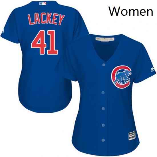 Womens Majestic Chicago Cubs 41 John Lackey Authentic Royal Blue Alternate MLB Jersey